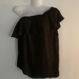 Ricki's Asymmetrical Black Ruffled Blouse